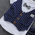 thumbnail image 2 of Summer Boys' Short Sleeve Set Plaid Vest Top+Pants 2-Piece Set Children's Fashion Set, 2 of 5