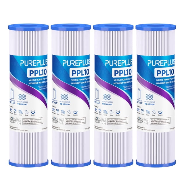 Cartucho de Filtro de Agua PUREPLUS W50PE 50 Micrones 10"x2.5" Paquete de 4