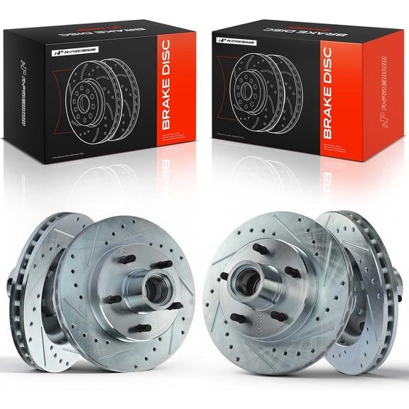 A-Premium 10.5 Inch (266.8mm) Front Drilled and Slotted Disc Brake Rotors Set Compatible with Select Chevrolet, GMC, Buick, Pontiac and Olds Models - Malibu, Camaro, Sonoma, Regal, Firebird 2-PC Set