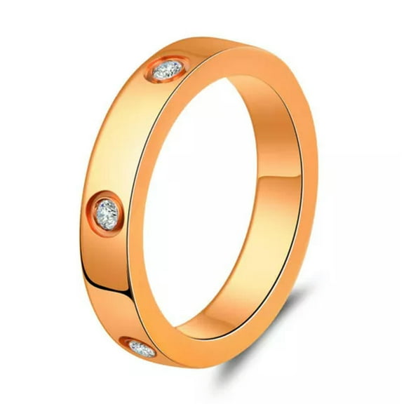 4mm Rose Gold/Silver/Gold Band Women Titanium Steel AAA CZ Wedding Rings Sz 6-10