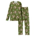 thumbnail image 4 of Valentine's Day Women's 2 Piece Pajama Sets Long Sleeve Top & Pants Bow Print Soft Comfy Sleepwear Green XL, 4 of 5