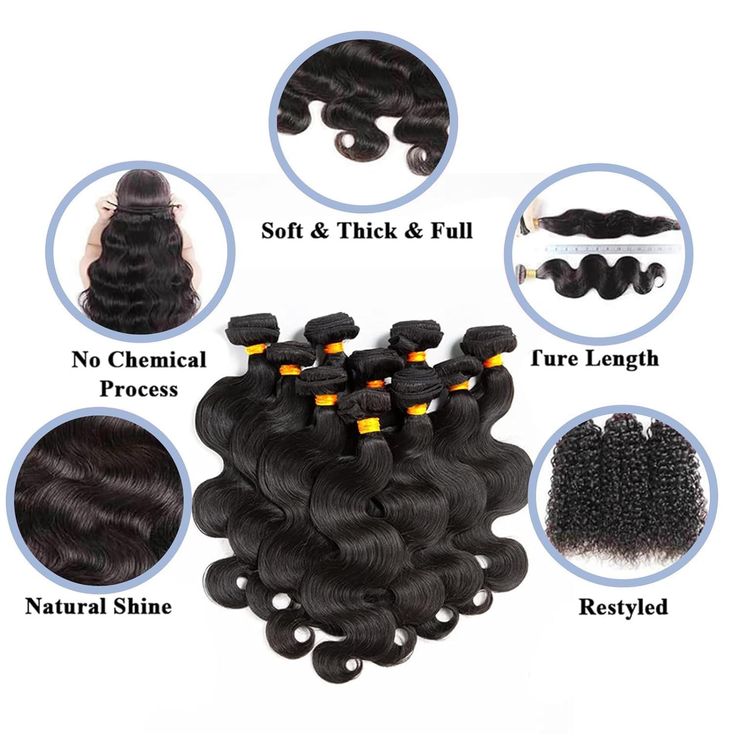 Human Hair Bundles Body Wave 24 26 28 30 Inch 100% Unprocessed Brazilian Virgin Hair Extension 12A Quick Weave 4 Bundles Human Hair Natural Black