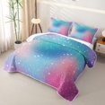 thumbnail image 3 of Homewish Glitter Stars Quilt Full for Girls, Rainbow Galaxy Full Bedspread Sets, Blue Pink, 3 Pieces 1 Coverlet and 2 Pillowcases, 3 of 7