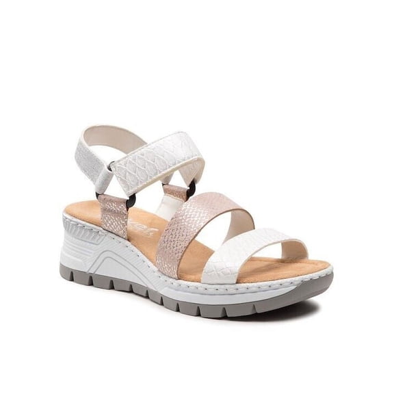 Rieker Women's 66401-90 Wedge Heeled Ankle Strap Sandals, Rose, Size EU 41