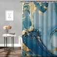 thumbnail image 2 of Pratyus Blue and Gold Substance Shower Curtain Set with Hooks for Bathroom Decor, 100% Polyester Fabric Home Bath Decoration 60"x72, 2 of 7