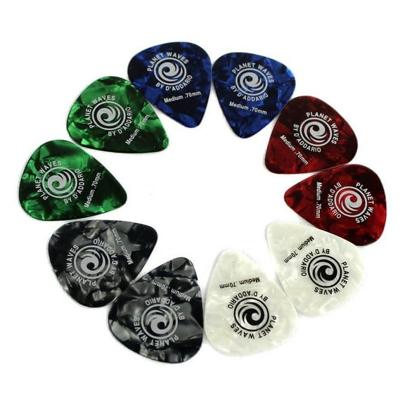 10 Planet Waves 1CAP4-10 70mm Medium Gauge Assortment Pearl 5 Color Guitar Picks
