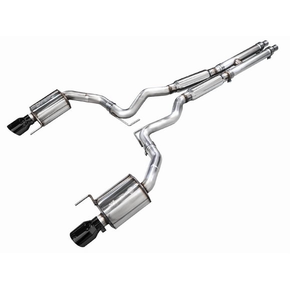 AWE Tuning Exhaust System Kit 3015-33650 Touring Edition Cat-Back System; Stainless Steel; Without Muffler; Dual Exhaust With Dual Outlet; Rear Exit; Diamond Black Dual Tips