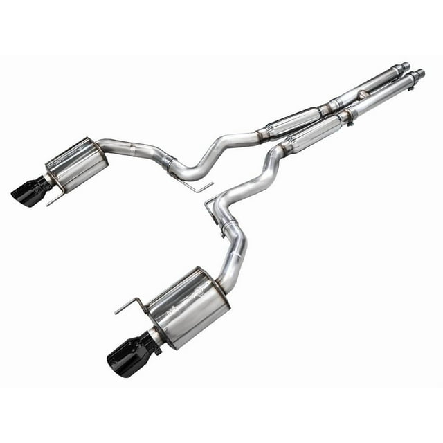 AWE Tuning Exhaust System Kit 3015-33650 Touring Edition Cat-Back System; Stainless Steel; Without Muffler; Dual Exhaust With Dual Outlet; Rear Exit; Diamond Black Dual Tips