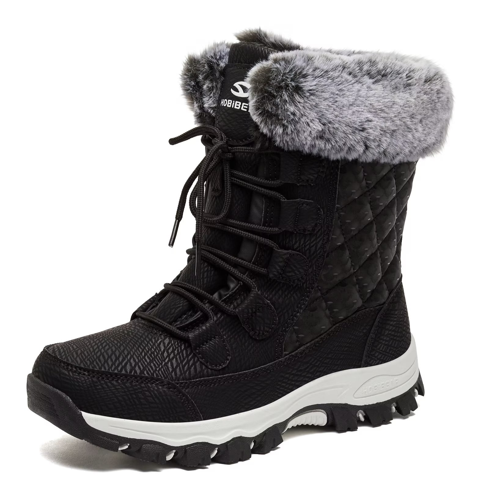 HOBIBEAR Women Snow Boots Comfortable Faux Fur Full Lined Black US7.5 ...