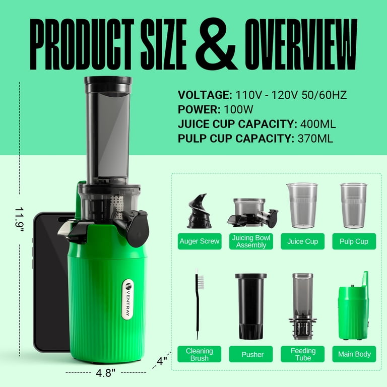 Ventray Essential Ginnie Juicer Compact Small Cold Press