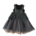thumbnail image 2 of LYMAYTER ‌‌‌‌‌‌Little Girls Toddler Denim Jumpsuit Bib Overalls with T-Shirt - Short Sleeve Two-Piece Outfits‌ 2-8Y, 2 of 8