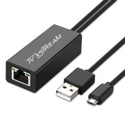 TV xStream Ethernet Adapter (Black) for Chromecast Ultra/2/1/Audio, Amazon Firesticks 4K Sticks, Micro USB to RJ45 Ethernet Adapter with USB Power Supply Cable (3.3ft)