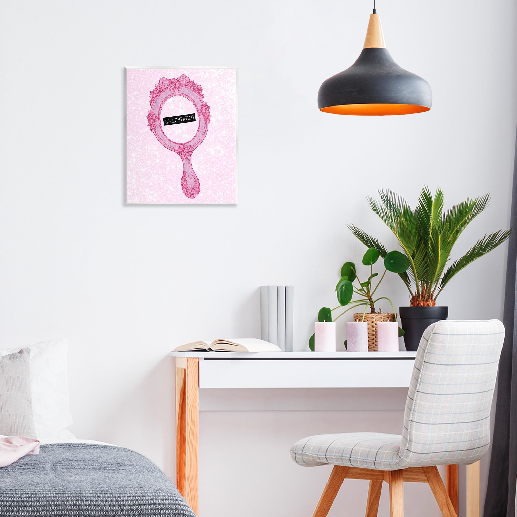 Stupell Industries Classified Ornate Pink Mirror Wall Plaque Art, design by Ziwei Li