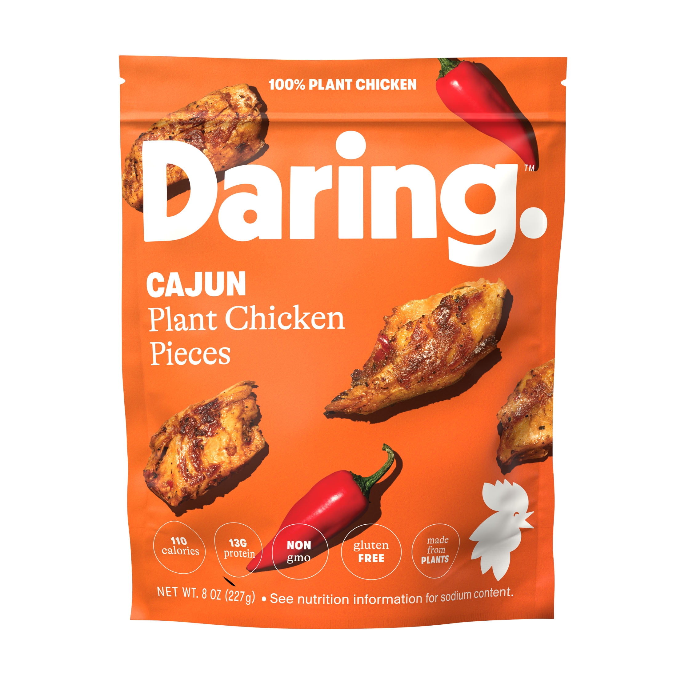 Daring Plant-Based Frozen Cajun Chicken Breast Pieces, Vegan, 8 oz, 27 Ct