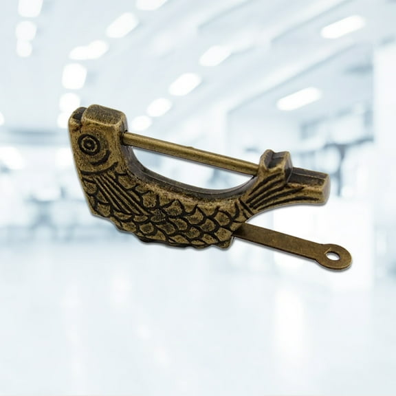 Raindrops 1 Set Vintage Chinese Padlock Creative Retro Fish Shaped Mini Jewelry Box Latches Antique Box Lock for Jewelry Box Suitcase