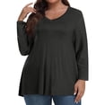 thumbnail image 2 of Fall T-Shirt for Women Womens Plus Size Tops Long Sleeve Shirts V Neck Casual Clothing Clothes Solid Color Tops, 2 of 6