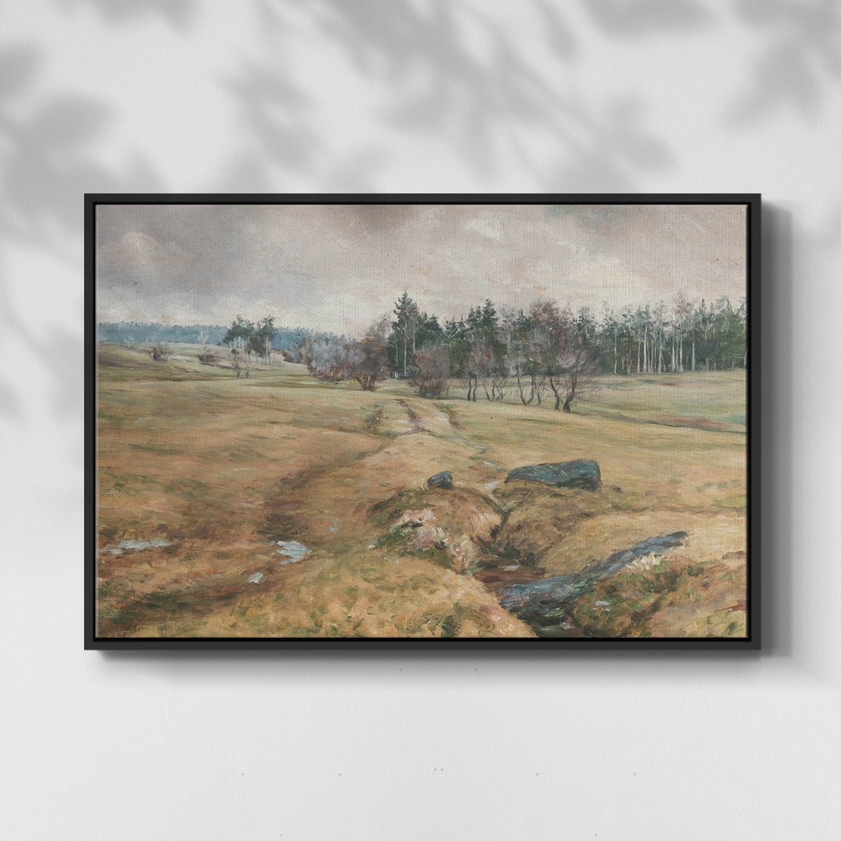 Vintage Landscape-CCCLXIV By Wexford Home Framed in Black Wood Gallery Wrapped Canvas 27 in. x 41 in.