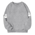 thumbnail image 3 of Girls Fashion Long Sleeve Blouse New Cute Spooky Sweatshirts Kids Halloween Crewneck Long Sleeve Ghost Printed Pullover Tops for Girls Boys Gray 4 Y, 3 of 6
