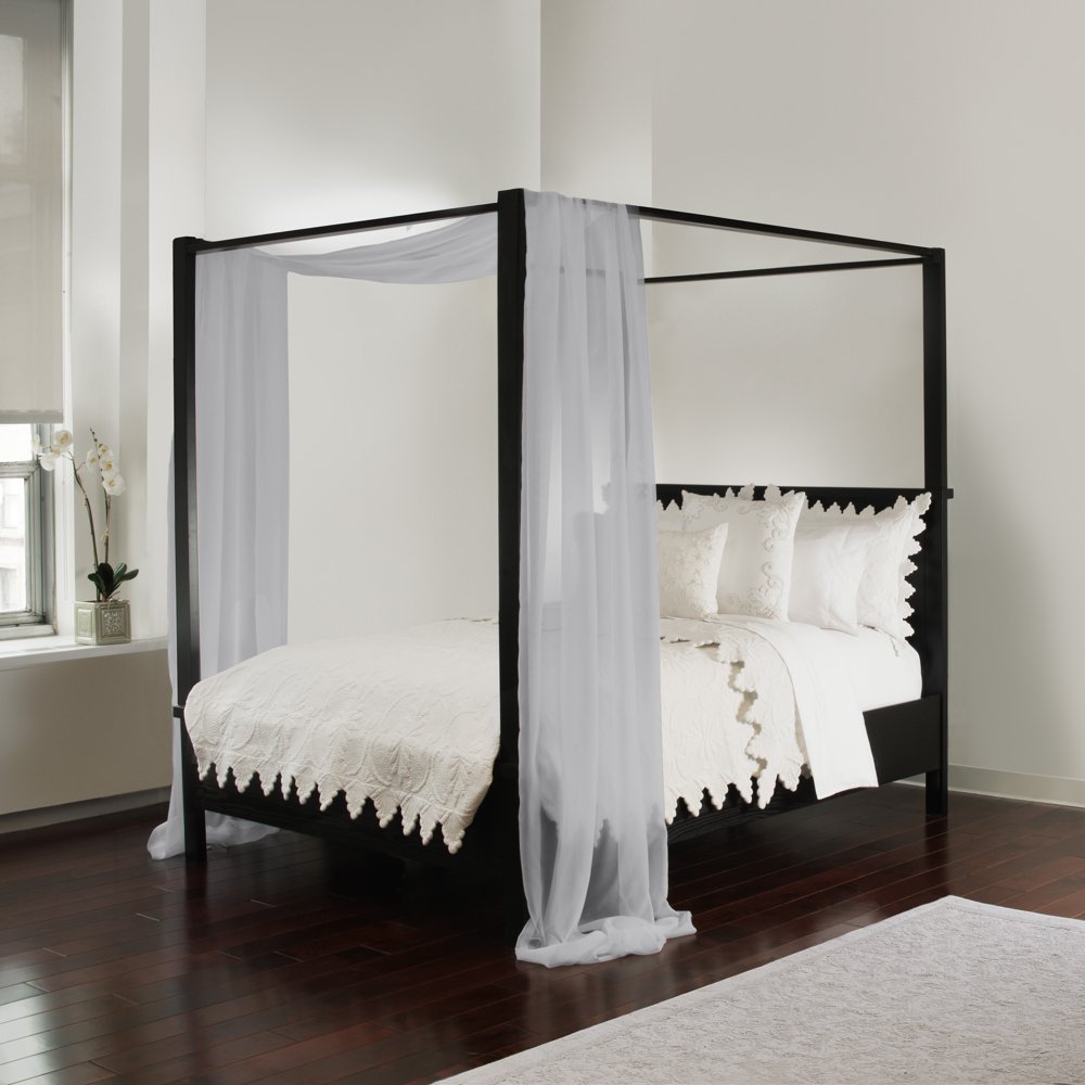 Sheer Grey Canopy Bed Scarf by Royale Linens