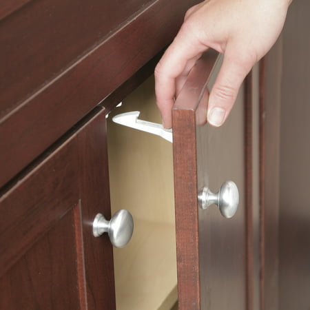 safety 1ˢᵗ spring loaded cabinet & drawer latch (10pk), white
