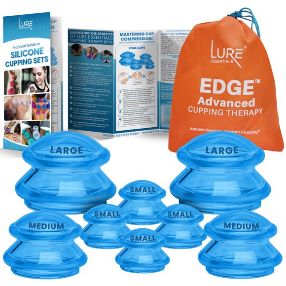 Set de terapia de ventosas LURE Essentials, 8 tazas de silicona, color azul