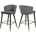 thumbnail image 2 of Meridian Furniture Cassie 28"H Velvet Counter Stool in Gray (Set of 2), 2 of 7