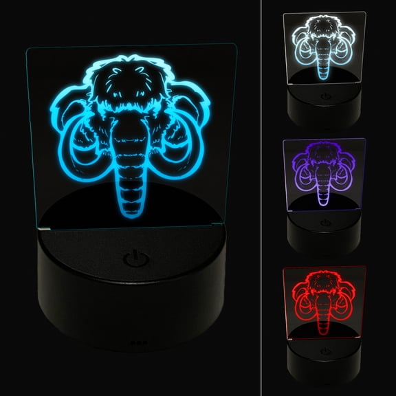 Wooly Mammoth Head LED Night Light Sign 3D Illusion Desk Nightstand Lamp