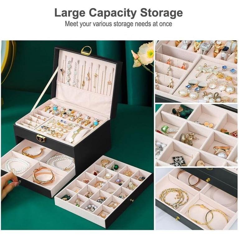 Gogcaro 3-Layer Lockable Jewelry Box Organizer, Black photo 4