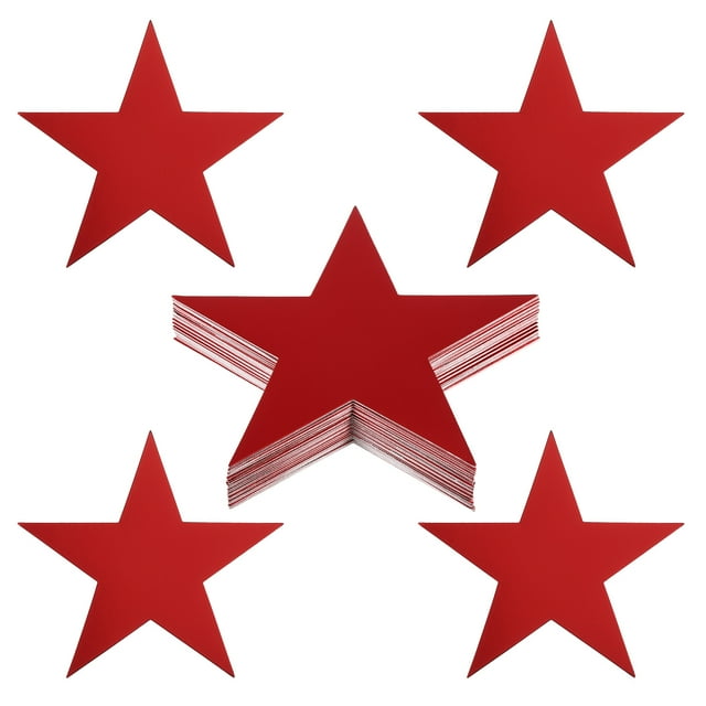 Unique Bargains 6' Star Cutouts, 48 Pack Star Cutout Double Printed Paper Stars for Classroom Decoration DIY Craft, Red