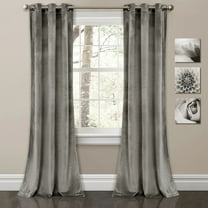 Lush Decor Prima Velvet Soft Solid Color Room Darkening Metal Grommets Window Curtain Panel For Living Room and Bedroom, Gray, 108"L x 38"W, Set of 2