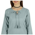thumbnail image 5 of Moomaya Solid Long Kurti For Women Cotton Tunic 3/4 Sleeve Ethnic Formal Kurta w/ Pockets, 5 of 5