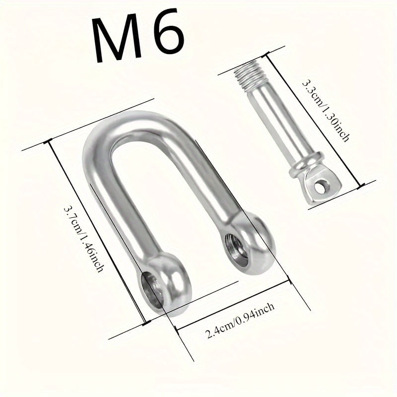 D-Shaped Ring Locking Clips, Metal Alloy for Construction Rigging, Vehicle Recovery, Towing, Securing, Hanging, Multipurpose Hardware, Outdoor Keychain Carabiner/Corrosion Resistant/Fuctional Design