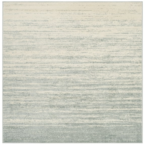 SAFAVIEH Adirondack Esmond Striped Area Rug, Slate/Cream, 11' x 11' Square - Large - Modern Design, Slate & Cream, Ideal for Living Room, Bedroom, Dining Space