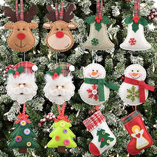 Christmas Tree Ornaments 12Pack Xmas Plush Hanging Ornaments Holiday Party Decor 