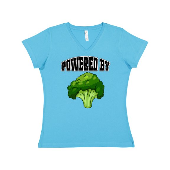 Inktastic Powered by Broccoli Women's V-Neck T-Shirt