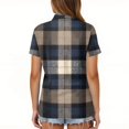 thumbnail image 5 of JoveMarine Women's Casual Short Sleeve Button Up Shirt with Lapel Collar Striped Plaid Print Blouse Lightweight Top for Daily Wear Spring/Summer Navy M, 5 of 5