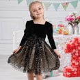 thumbnail image 2 of Ardorlove Kids Girls Long Sleeve Velvet Tulle Dress Square Neck Tutu Princess Dress for Wedding Birthday Commemorative Day Party, 2 of 7