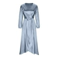 thumbnail image 4 of Njagoc3 Womens Long Sleeve Satin Maxi Robe Dress, Elegant Casual & Formal Wear, Floor - Length, Solid Color Styles, for Daily & Evening, 4 of 5