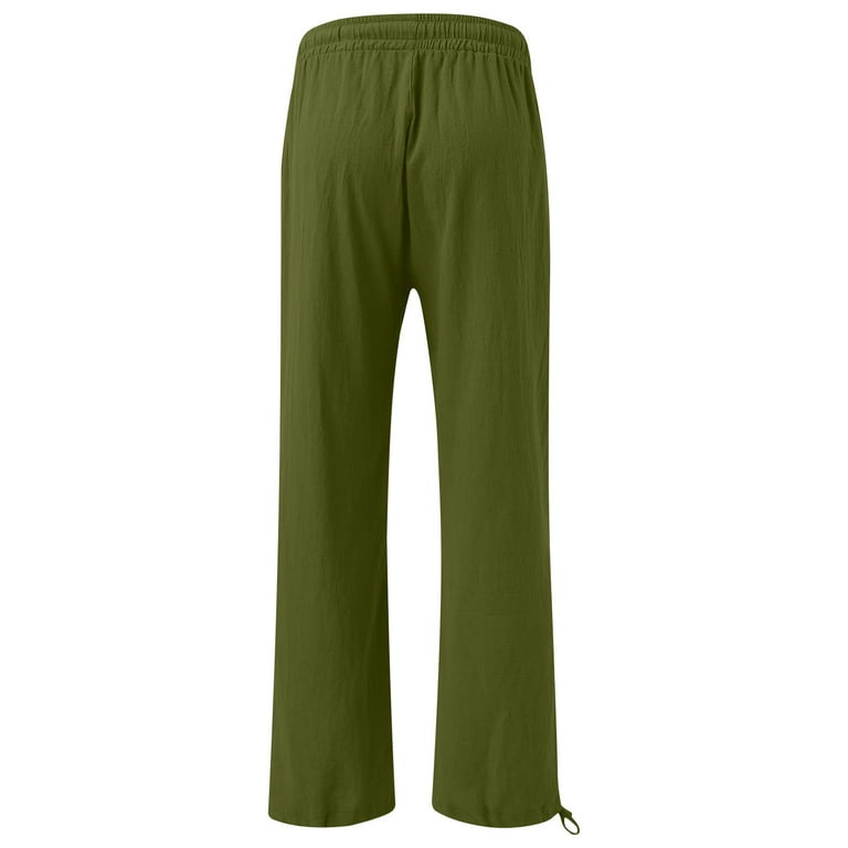 Plus Size Wide Leg Pants for Women Summer Casual Loose Fitting Lounge Pant  Slacks Trousers Drawstring Solid Color (Small, Green)