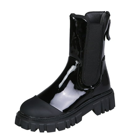 

dmqupv Wide Calf Rain Boots for Women plus Size Ladies Fashion Solid Color Wide Calf Rain Boots for Women Size 9 Shoes Black 6.5