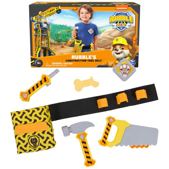 Cinturón de herramientas de construcción Rubble & Crew con juego de herramientas para niños de 6 piezas
