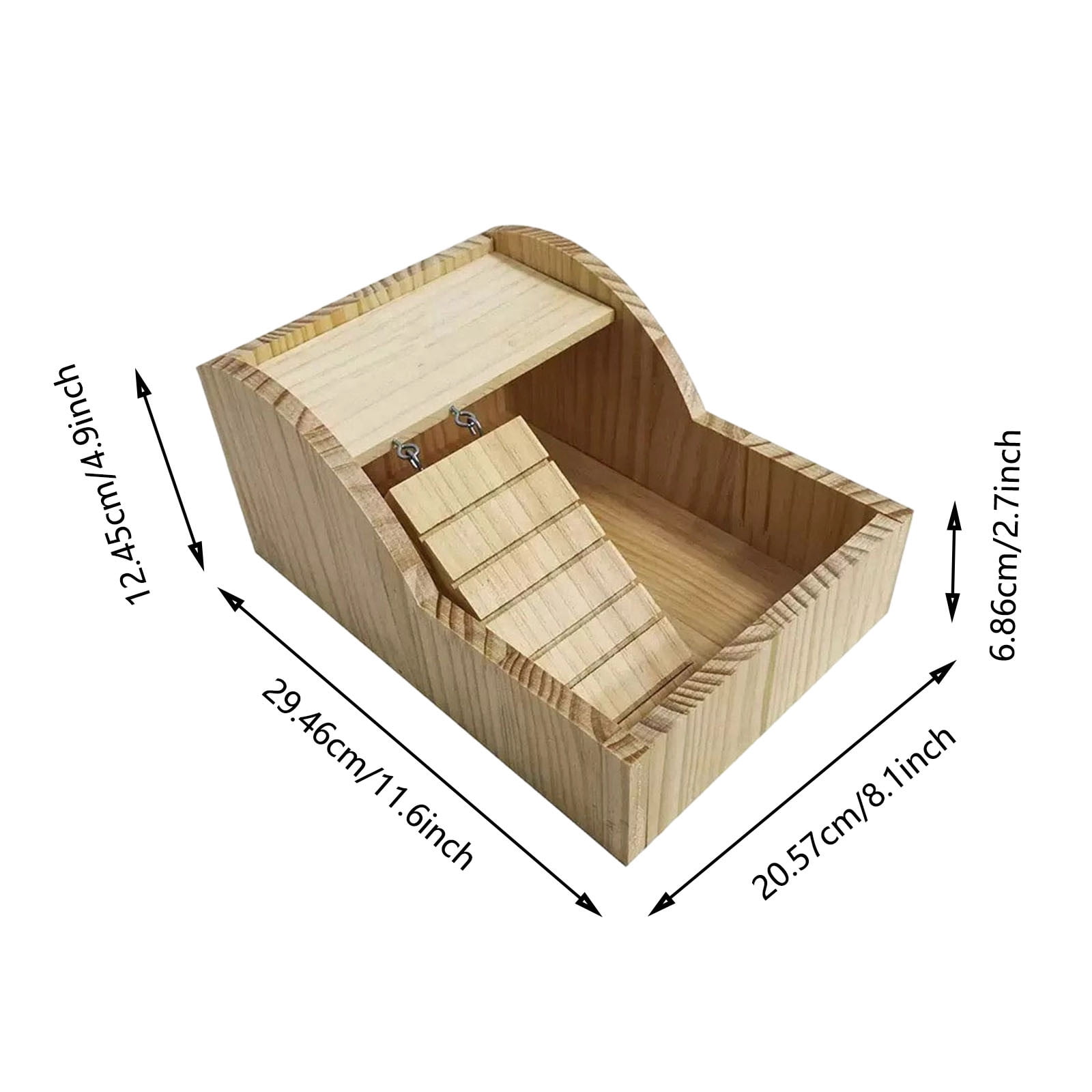Hamster Sand Bath Wood with Ladder for Small Animals - Indoor Outdoor Pet Bedding Solution for Hamsters Guine pigs Mice Squirrels