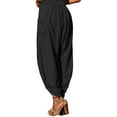 thumbnail image 6 of Avamo Women Wide Leg Linen Pants With Pockets Retro Harem  Bloomers Trousers Loose High Waist  Palazzo Bottoms Black S, 6 of 7