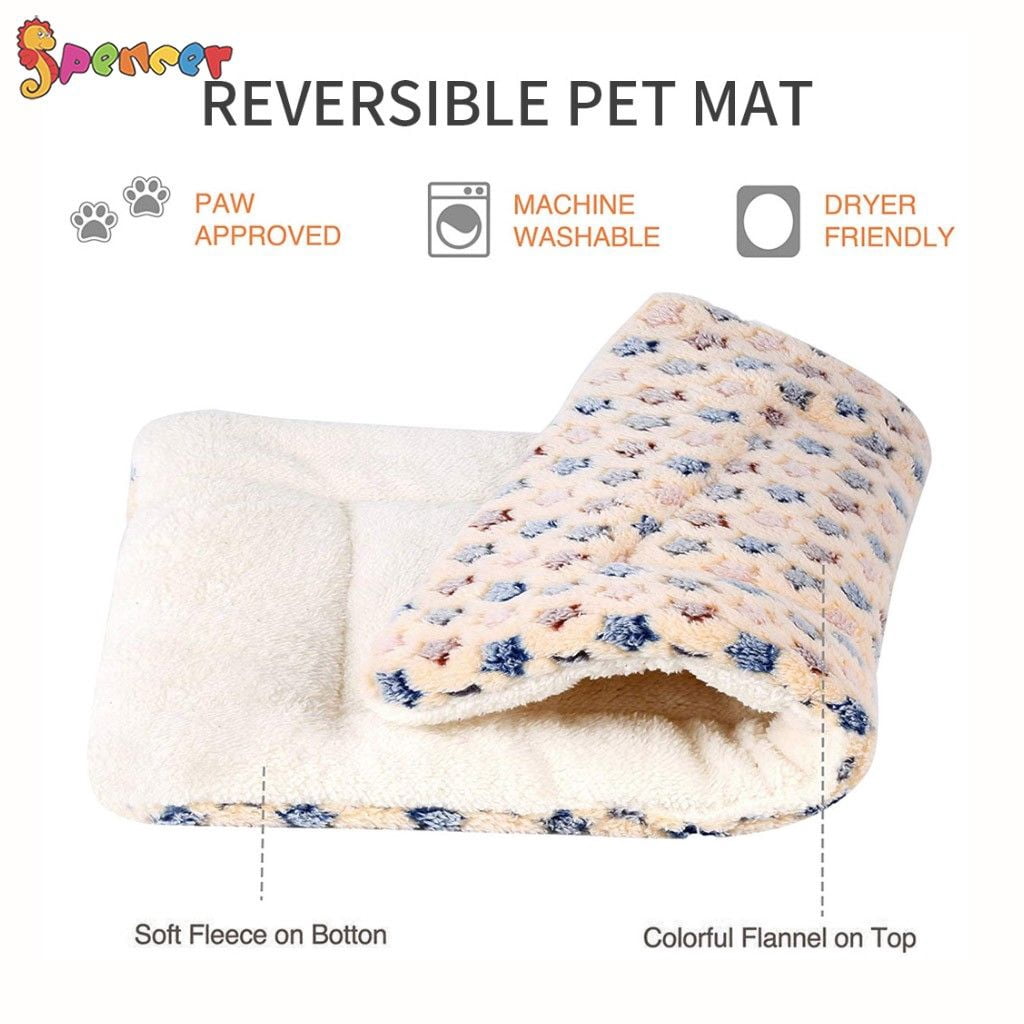 Spencer Large Dog Cat Pet Sleep Mat Soft Warm Reversible Fleece Crate Bed Mat Kennel Cage Cushion for Large Medium Small Dog Cat (XL, Yellow)