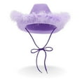 thumbnail image 6 of Womens Cowboy Hat - Cute, Fluffy, Sparkly Cowgirl Hat with Feathers for Halloween, Birthday, Bachelorette Party (Purple), 6 of 9