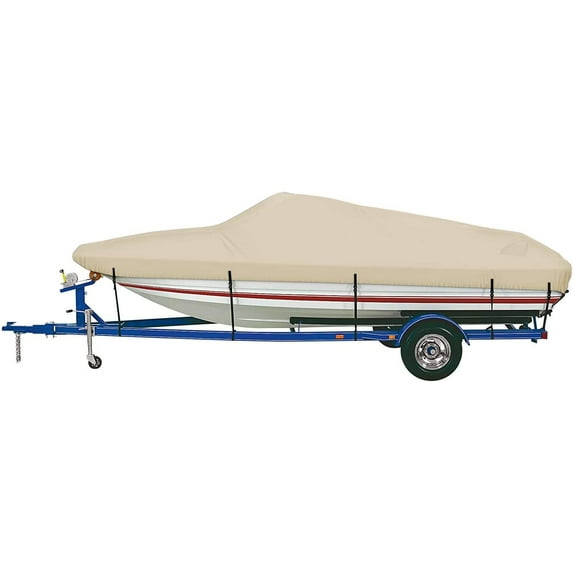 iCOVER Trailerable Boat Cover, 300D Waterproof Heavy Duty Marine Grade Canvas 12ft-14ft Long and 68" Wide