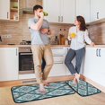 thumbnail image 6 of 2-Piece Kitchen Rugs Set Non-Slip Mats Carpet Floor for Kitchen, Bathroom (19.7"x27.6" & 19.7"x47.2") Pastel Blue Shape Pattern, 6 of 7