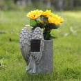 thumbnail image 4 of Solar Lighted Memorials Vase Outdoor Angel Statue Decoration Weather Resistant Resins For Cemetery Garden Grave Site, 4 of 15
