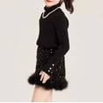 thumbnail image 3 of Velvet Trim Girls Skirt Hemline Casual Party Wear A Line Tutu For Toddler Kids, 3 of 8