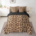 thumbnail image 3 of Manfei Romantic Cheetah Print 7pcs Bedding Comforter Set for Adult, Vintage Brown Fashion Queen Bedding Sets, Rustic Animal Theme Reversible Queen Sheet Sets, Microfiber Bedroom Decor, 3 of 8